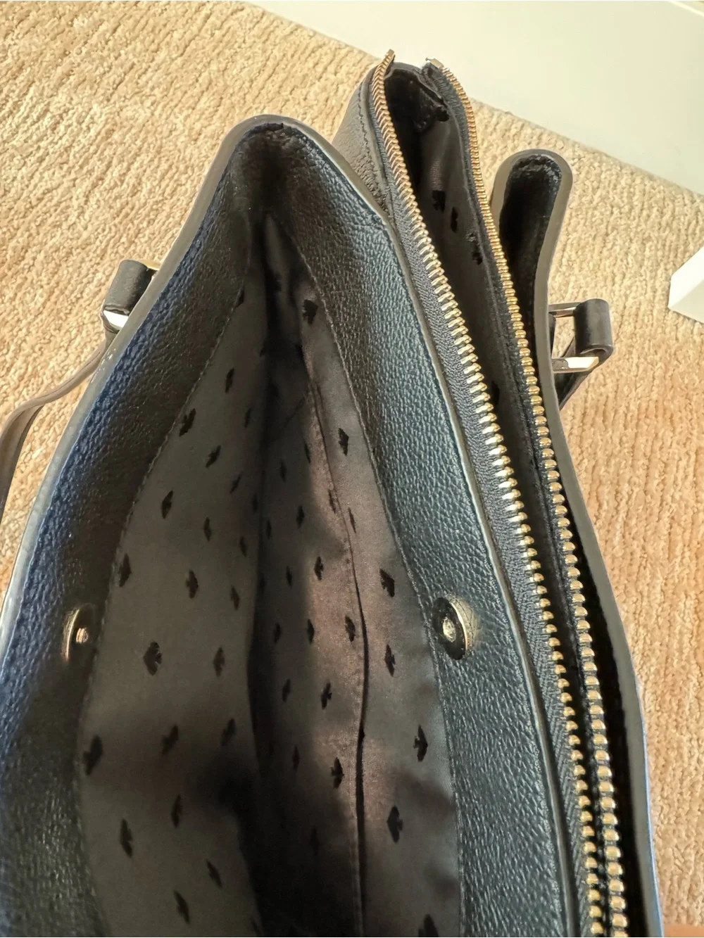 kate spade Black Pebbled Leather Double-Handle Tote
